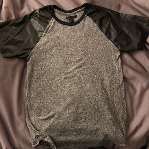 Forever 21 Men T-shirt with Pleather Sleeves!